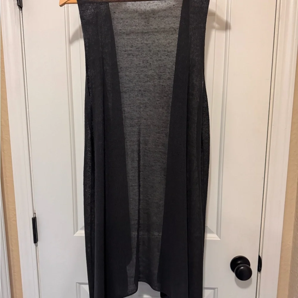 Eileen Fisher Black Mesh Knit Top - Picture 3 of 3